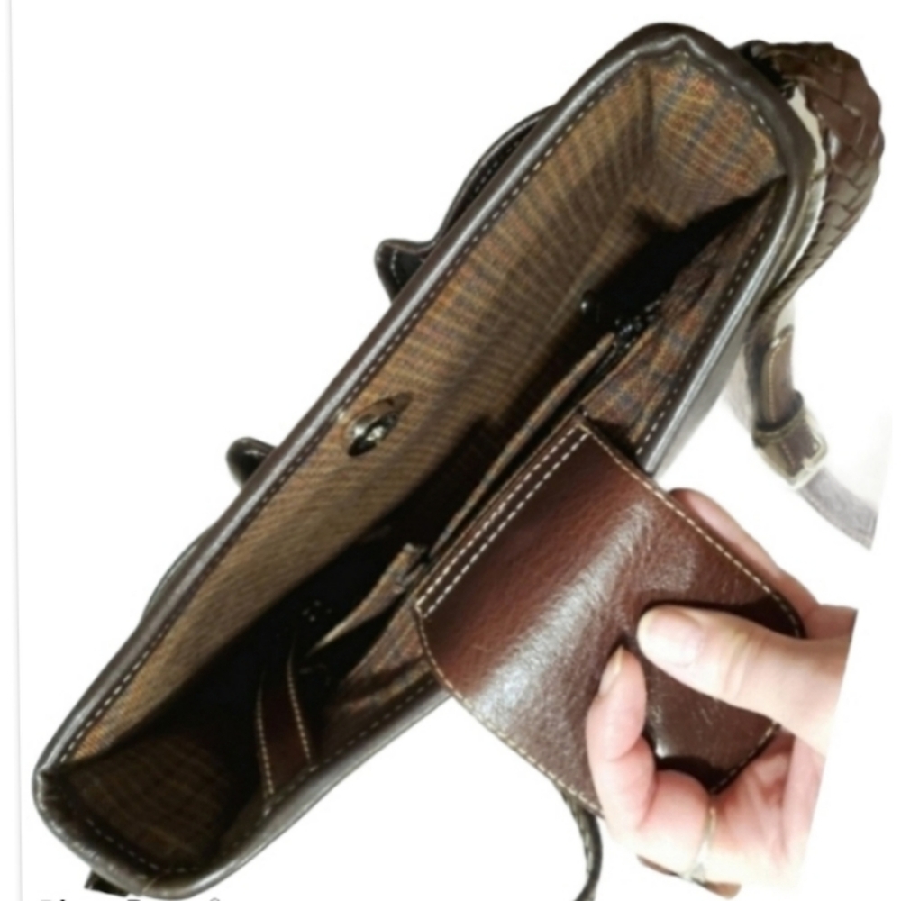 SOLD Brighton Leather Black Chocolate Shoulder Crossbody Bag Felicity - Picture 4 of 9